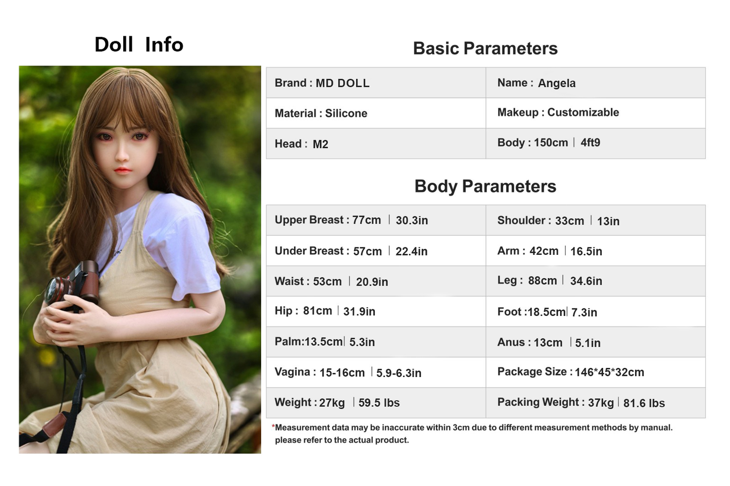 150cm/4ft9 E-cup Silicone Sex Doll – Emma
