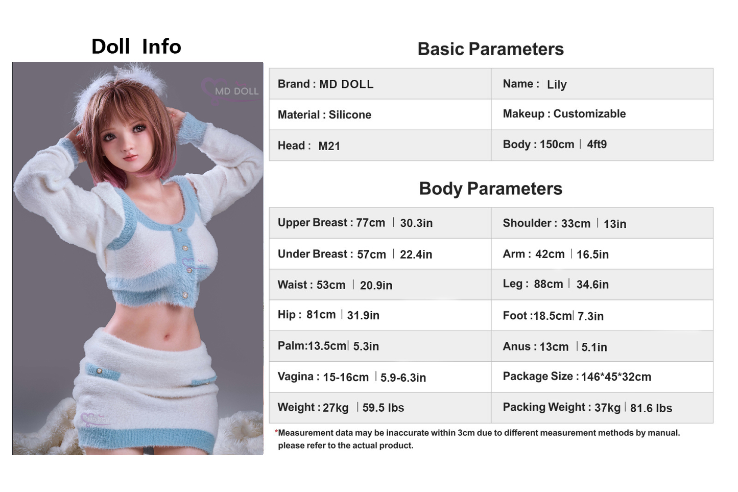 150cm/4ft9 E-cup Silicone Sex Doll – Vika