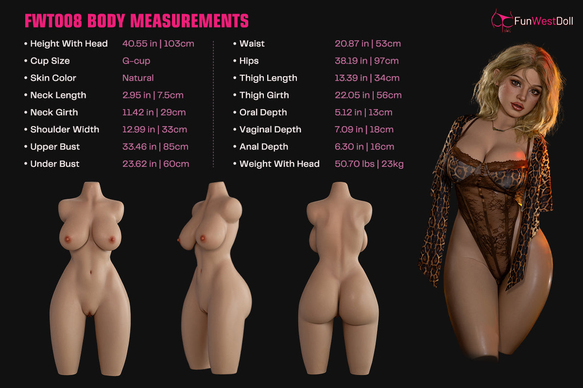 103cm/3ft4 G-cup Silicone Sex Doll Torso – Lyra