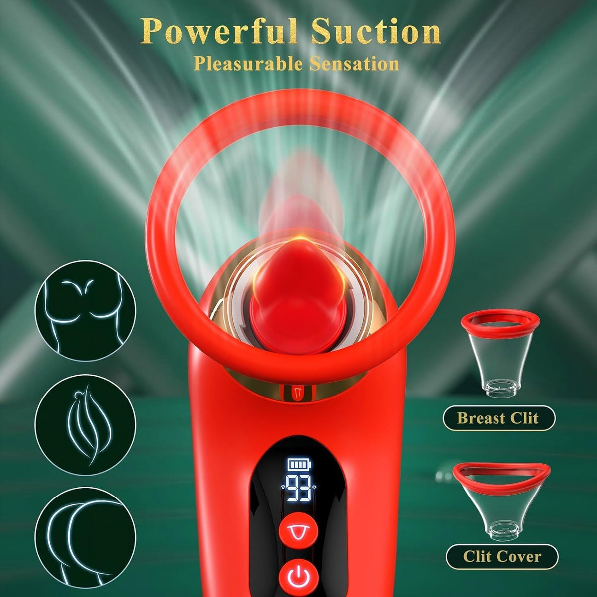 App-controlled clitoral vibrator with licking and suction functions; features 3 strong suction modes and 9 vibration modes.