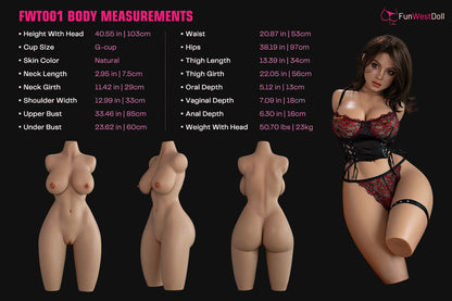103cm/3ft4 G-cup Silicone Sex Doll Torso – Lyra
