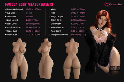 113cm/3ft8 D-cup Silicone Sex Doll Torso – Rose
