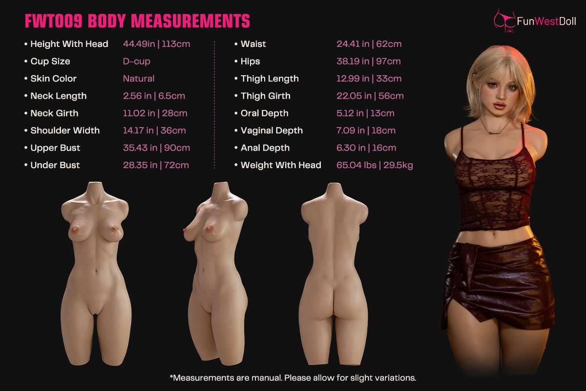 113cm/3ft8 D-cup Silicone Sex Doll Torso – Lyra