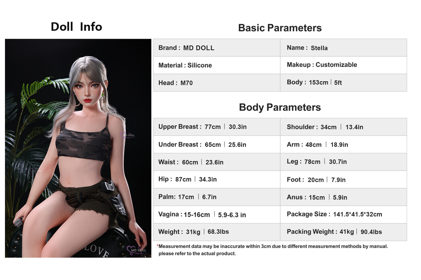 153cm/5ft B-cup Silicone Sex Doll – Stella