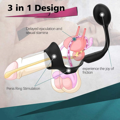 PERLE Cock Ring With an Anal Vibrator