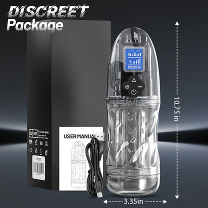 HellofuntoysTM Fully Transparent Vibrating Sucking Voice Male Mechanical Stroker