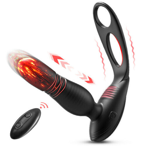 Buyging™ Low-noise 10 Thrusting 10 Vibrating Prostate Massager With Dual Cock Rings